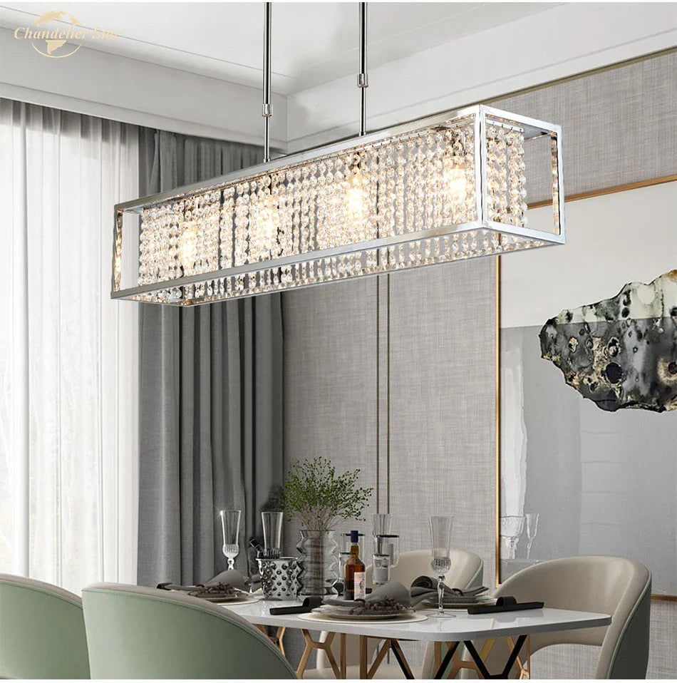 Afralia™ Crystal Rectangle Luxury Chandelier for Elegant Home Décor