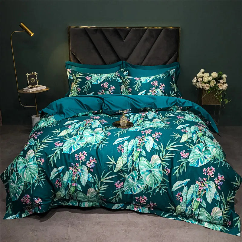 Afralia™ 1400TC Egyptian Cotton Bird Floral Bedding Set - Luxury 4Pcs