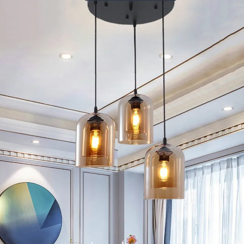 Afralia™ Smoke Grey Glass Chandelier for Living room Bedroom Kitchen Coffee Shop Light