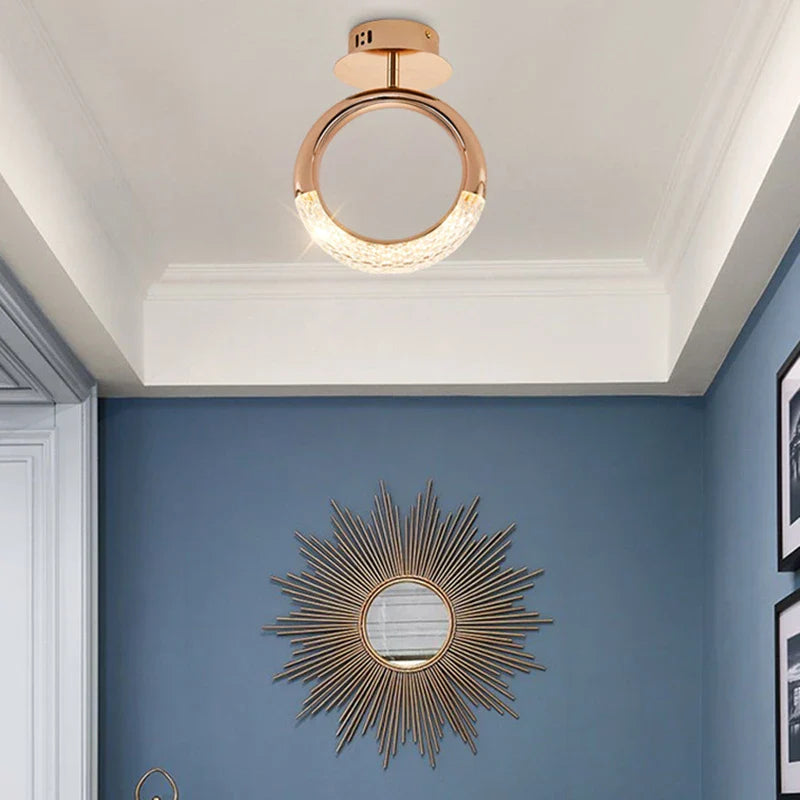 Afralia™ Rose Gold Alloy Ring Ceiling Lamp: Modern Nordic Design for Indoor Lighting