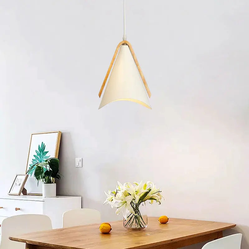 Afralia™ Nordic Modern E27 LED Wood Iron Pendant Lamp for Study Bedside - Home Improvement