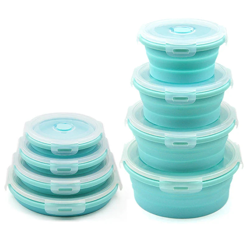 Afralia™ Silicone Round Lunch Box for Colorful Fruit Salad Storage - Foldable & Convenient
