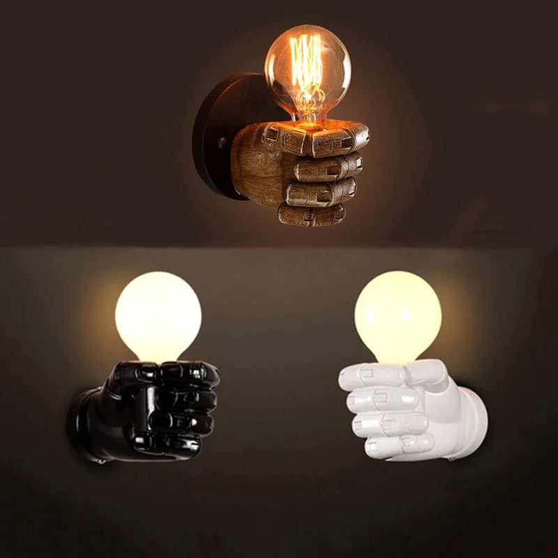 Afralia™ Resin Fist Wall Sconces Left Right Hand Bedroom Light Fixture Decor