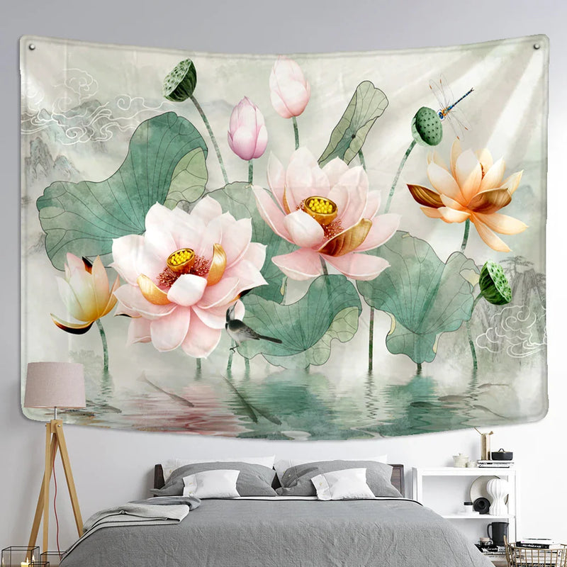 Lotus Leaf Wall Hanging Tapestry by Afralia™ - Bohemian Hippie Table Mat & Home Decor