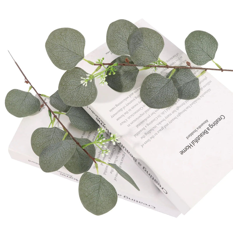 Afralia™ Silk-Leaf Eucalyptus Green Wedding Decoration Wreath Craft Plant Artificial Flower