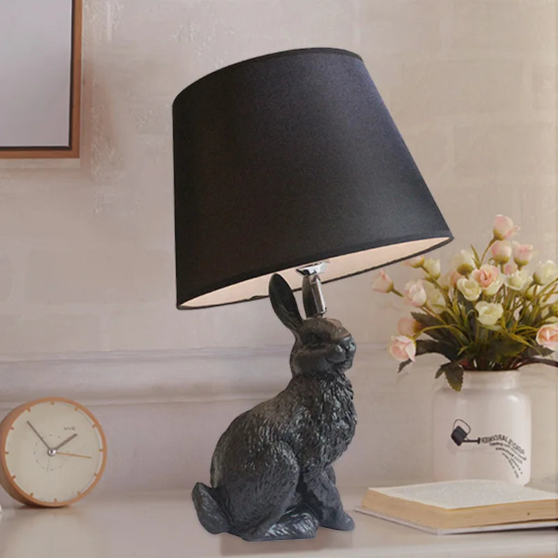 Afralia™ Rabbit Resin Table Lamp for Children's Room and Living Room