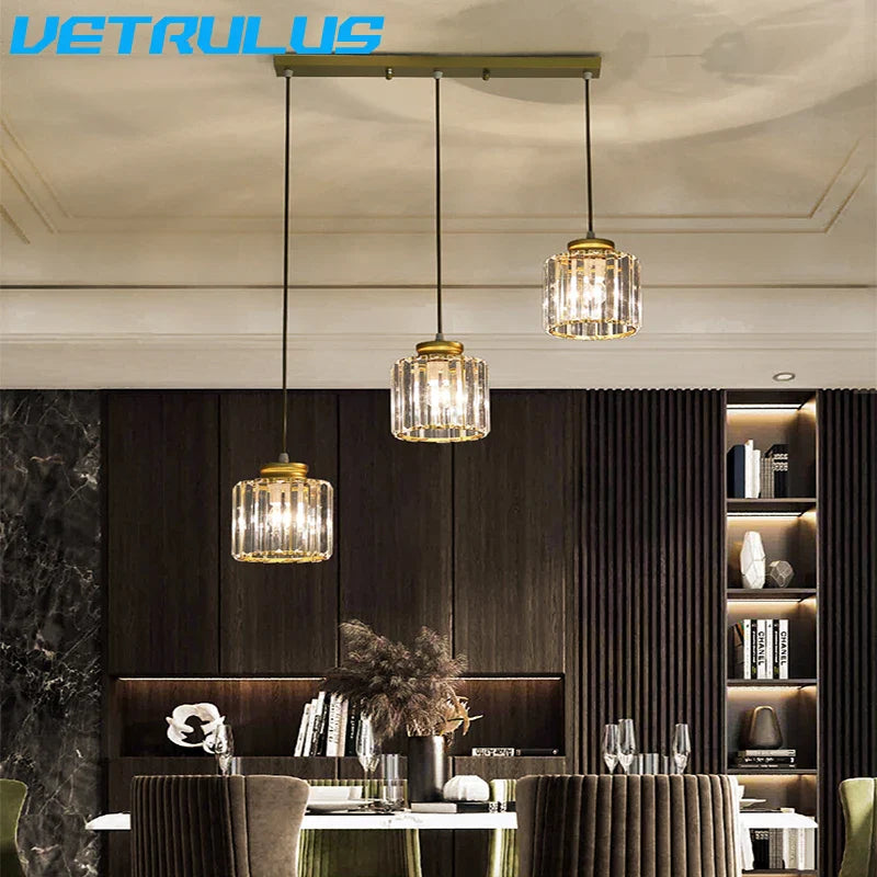 Afralia™ Crystal LED Pendant Chandelier for Dining Living Room Decor