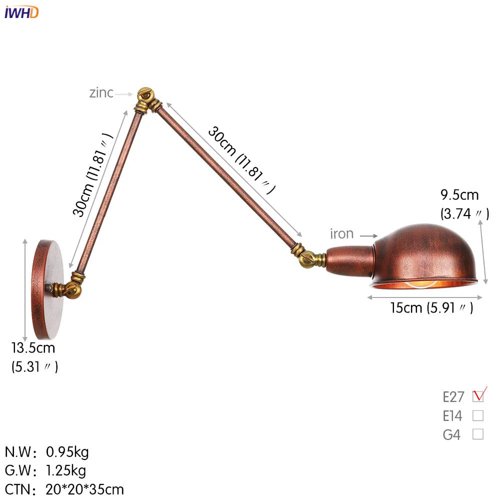 Afralia™ Loft Antique Edison 3-Head Black Wall Sconce Swing Arm Light