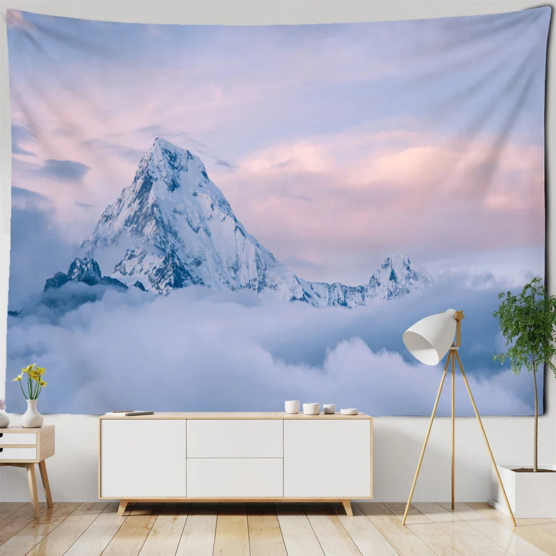 Afralia™ Sunrise Mountains Rivers Tapestry Wall Hanging Psychedelic Home Decor