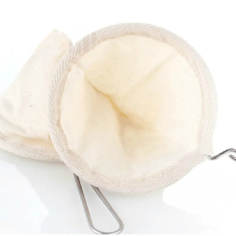 Afralia™ Flannel Cloth Tea Filter Bags Stainless Steel Handle Coffee Tool