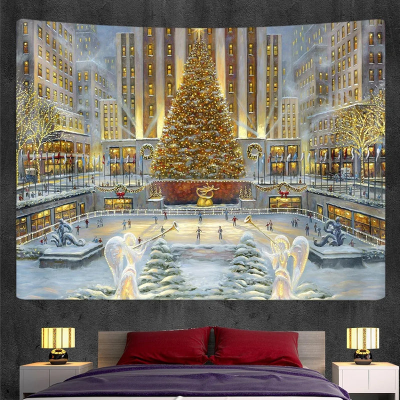 Afralia™ Christmas Tree Wall Tapestry Boho Living Room Decor Bed Sheet