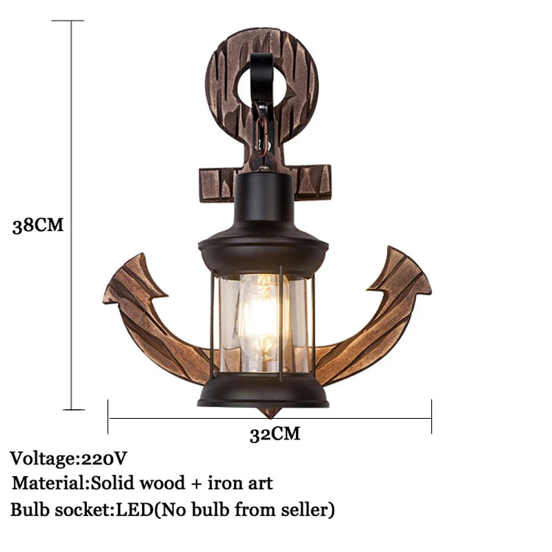 Afralia™ Industrial Vintage Wood Light Wall Lamp Glass Decoration