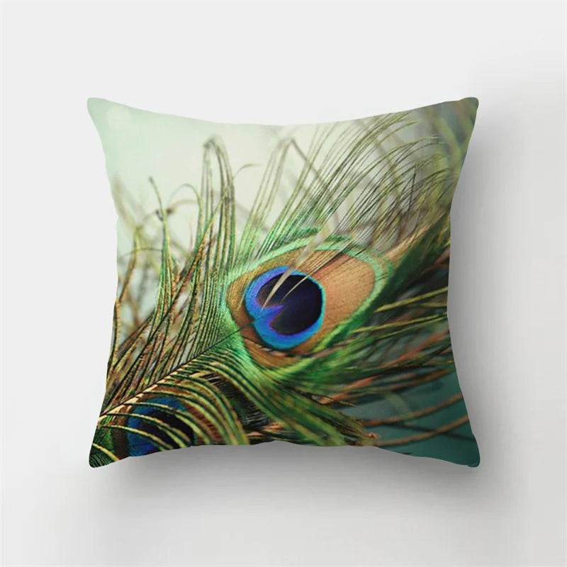 Afralia™ Peacock Feather Rainbow Cushion Cover - Custom Decorative Pillowcase