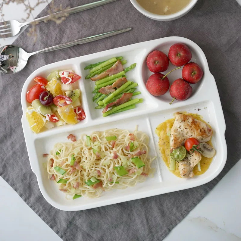 Afralia™ Ceramic Divided Plate - Versatile White Porcelain Dish for Breakfast, Fruit, and More