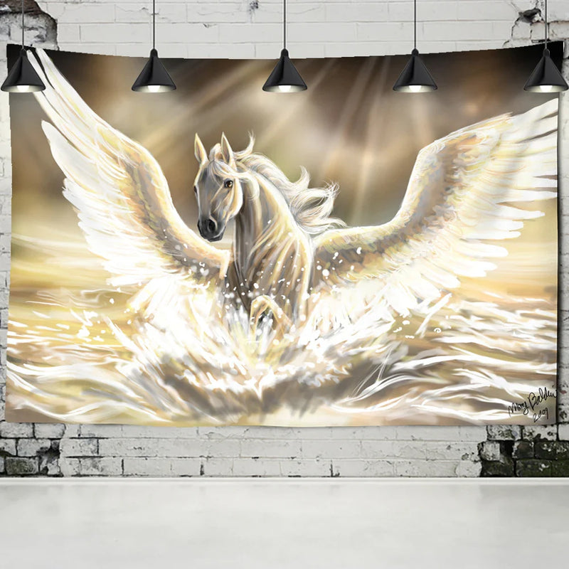 Afralia™ Pegasus Hippie Wall Tapestry | Flying Horse Wall Hanging for Home Decor