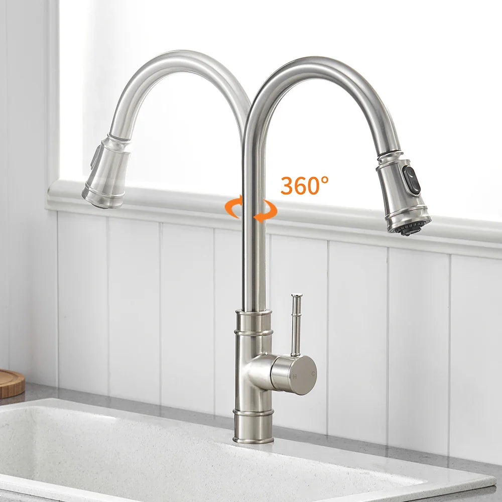 Afralia™ Black Single Handle Pull Out Kitchen Faucet Swivel 360° Water Mixer Tap
