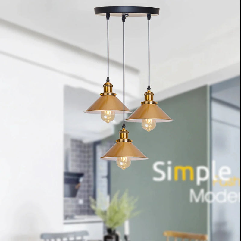 Afralia™ Gold Vintage Industrial Pendant Lamp for Modern Restaurant Living Room