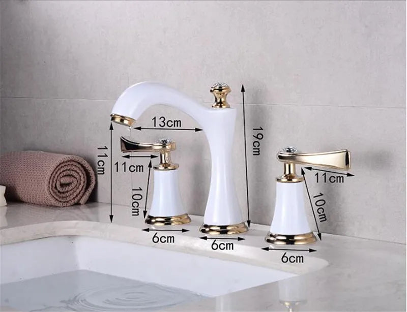 Afralia™ Black & Gold Brass Bathroom Sink Faucets Double Handle Waterfall Faucet