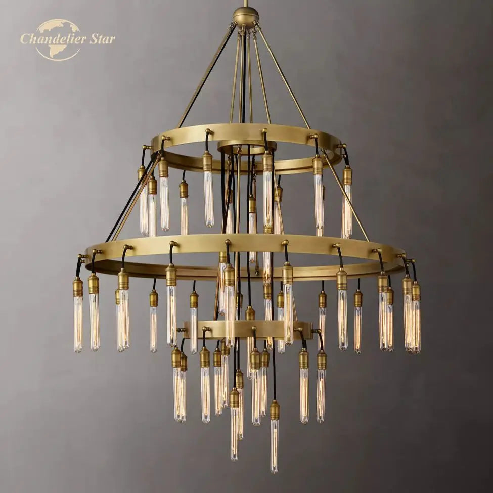 Afralia™ Axis Black Brass LED Round Chandelier for Living & Dining Room