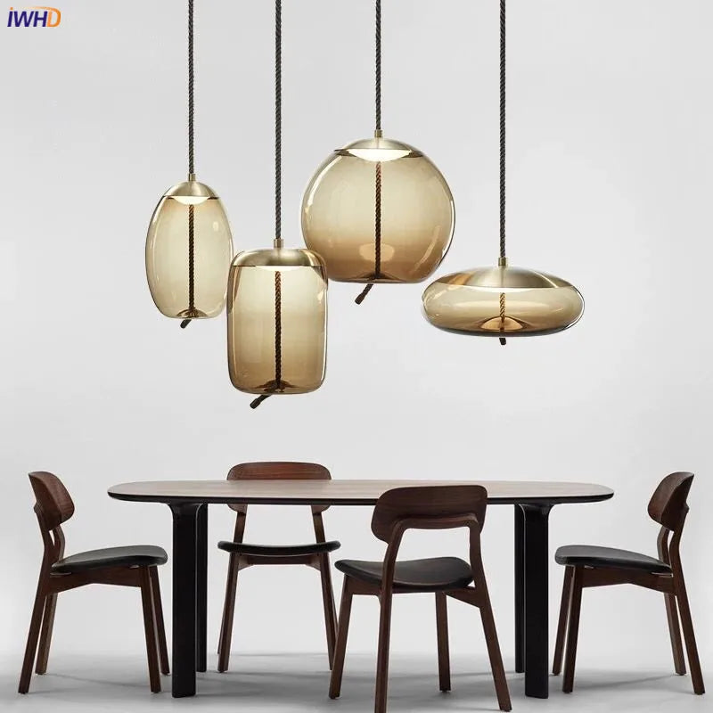 Afralia™ Nordic Glass LED Pendant Light Fixture Modern Living Room Hanging Lamp