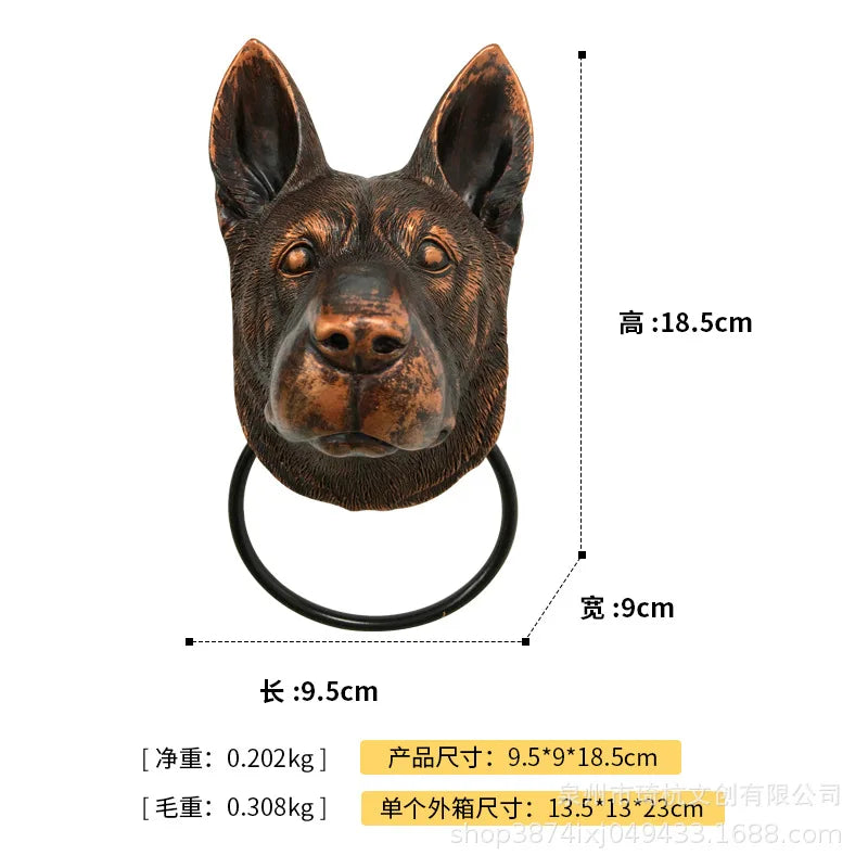 Afralia™ Dog Head Door Knocker Pendant Resin Wall Decoration, Courtyard Crafts