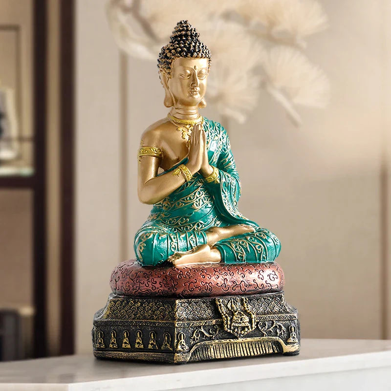 Afralia™ Sitting Buddha Figurine for Garden, Home & Office Decor
