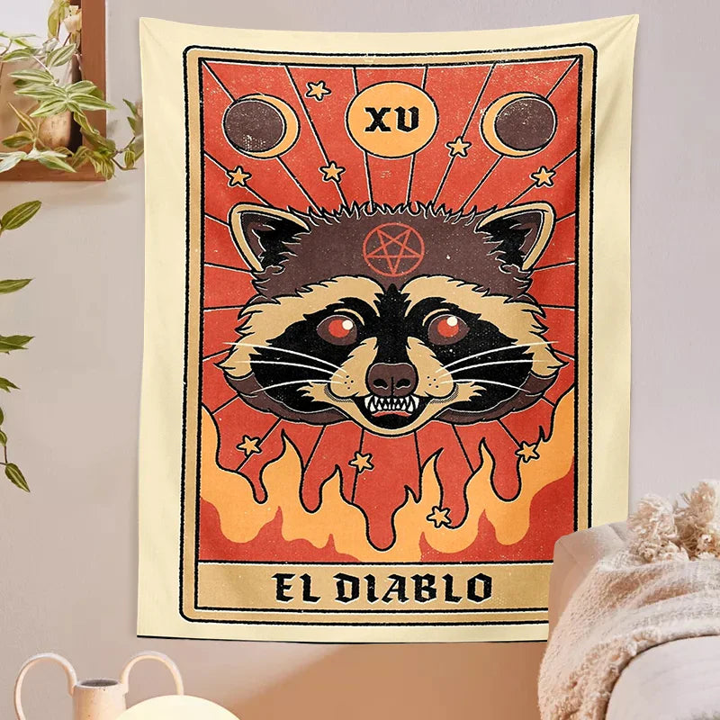 Afralia™ Tarot Cat Witchcraft Tapestry | Occult Home Wall Decor Mystic Coven Art