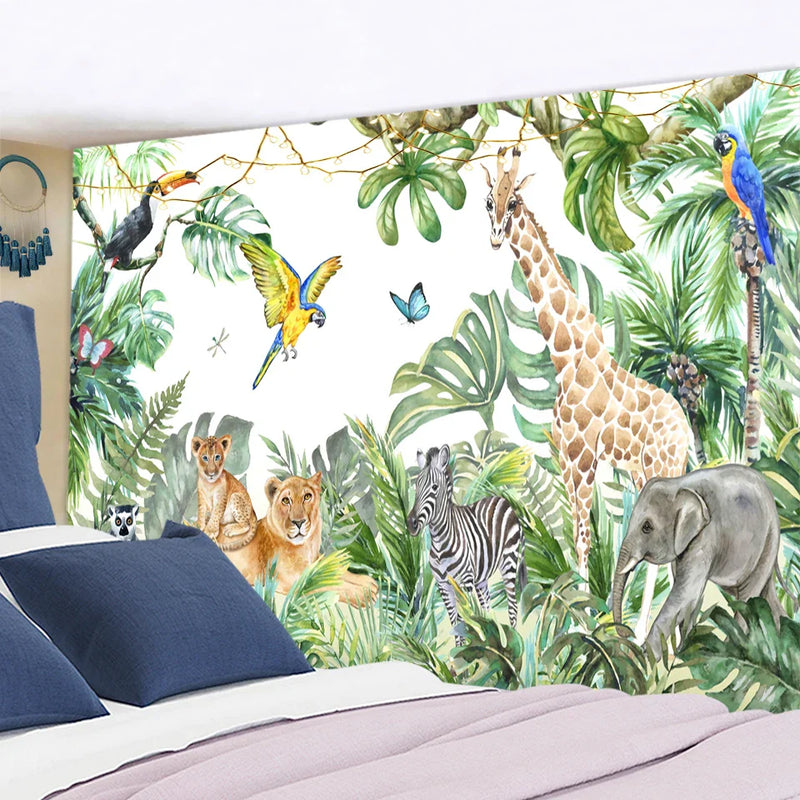 Afralia™ Rainforest Animal Tapestry Wall Hanging - Boho Hippie Home Decor
