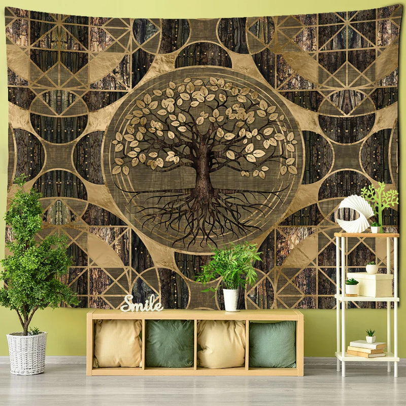 Afralia™ Psychedelic Tree of Life Cloth Tapestry Bohemian Wall Hanging Home Decor