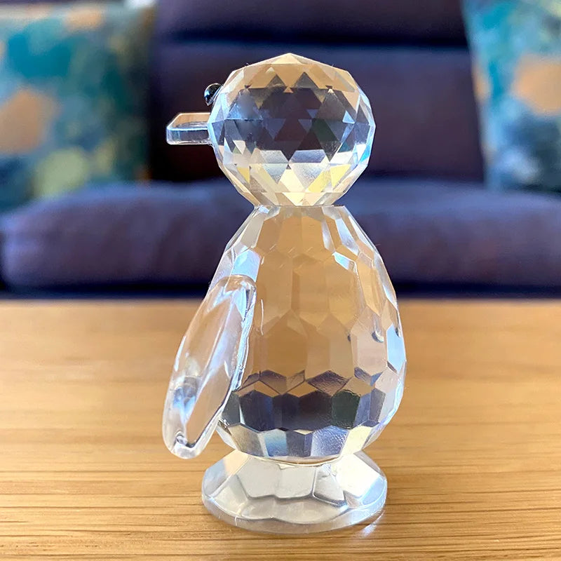 Afralia™ Crystal Penguin Figurine Glass Ornament Statue Home Decor Ornaments