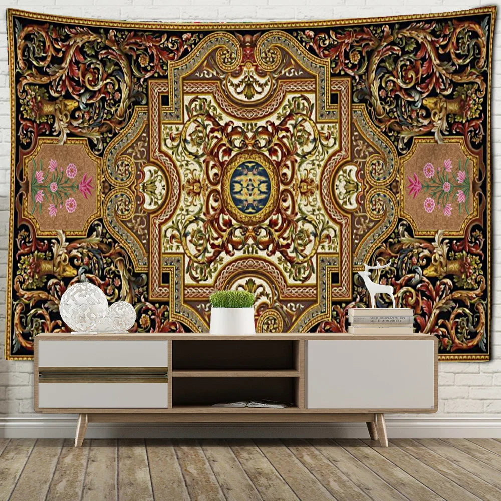Afralia™ Persian Mandala Printed Blanket Tapestry for Retro Home Decor
