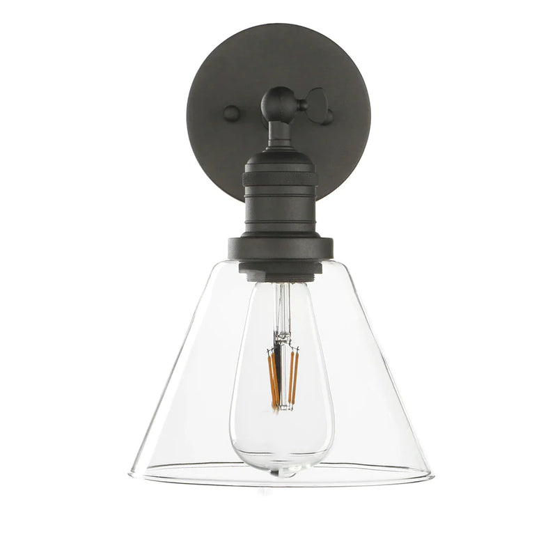 Afralia™ Funnel Flared Glass Clear Glass Shade Single Sconce Wall Lamp