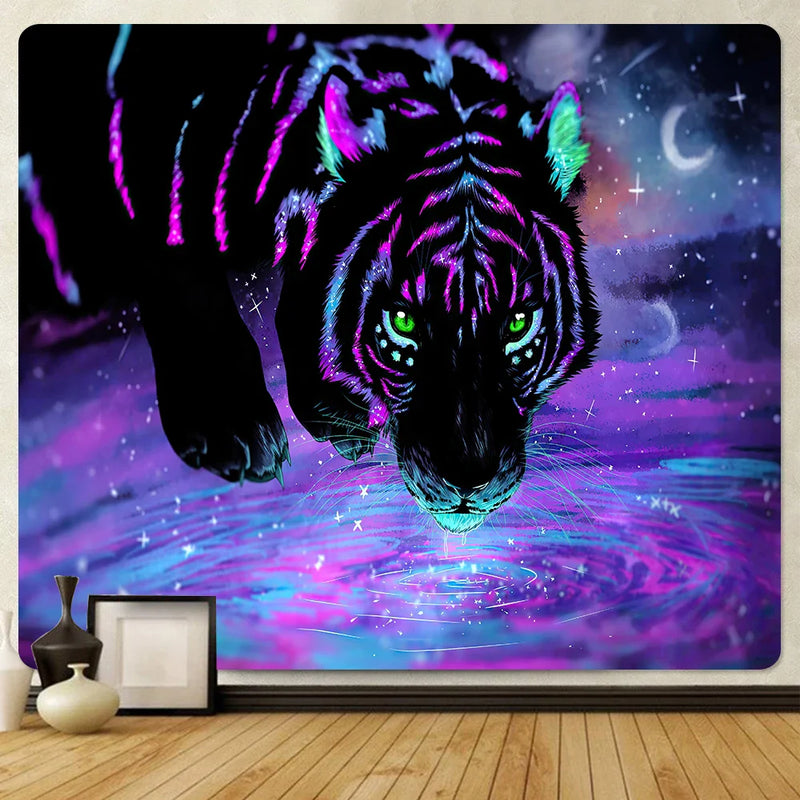 Afralia™ Tiger Home Art Deco Tapestry Boho Yoga Mat Sofa Blanket