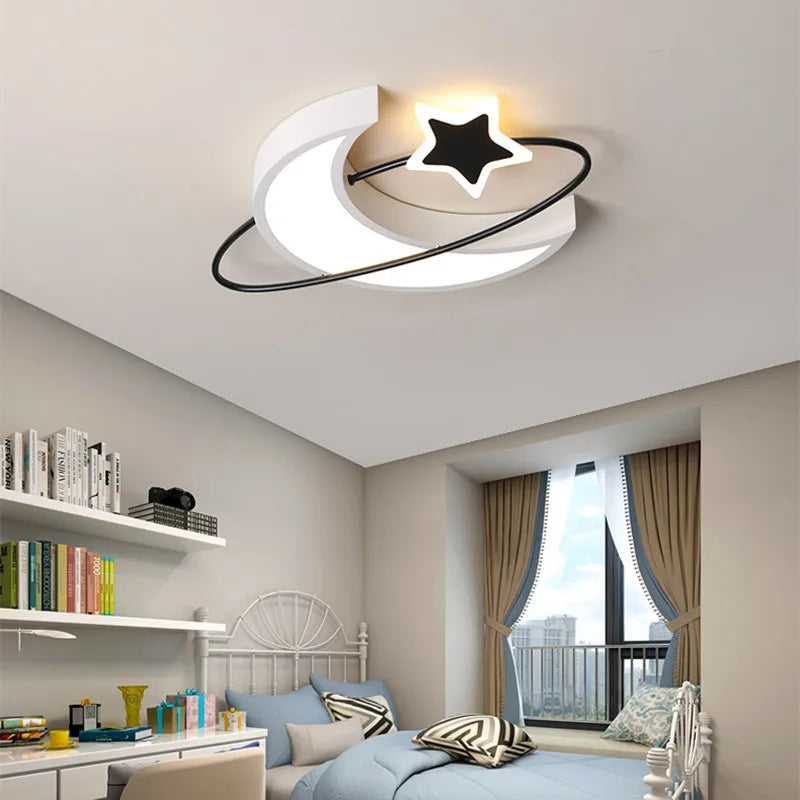 Afralia™ Modern Moon Ceiling Light for Kids Room and Bedroom Decoration