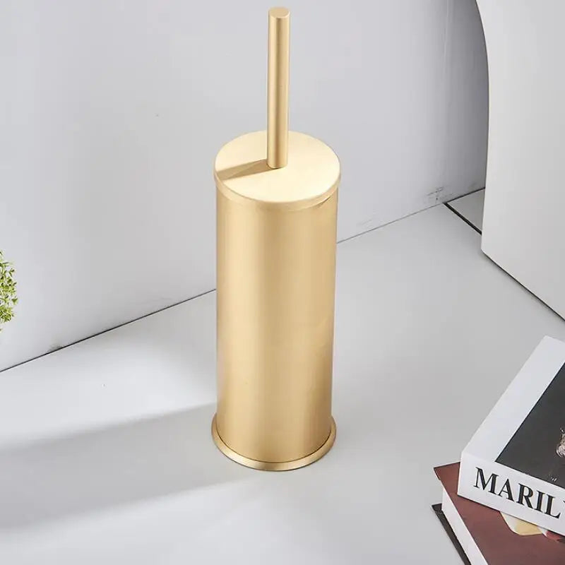 Afralia™ Aluminum Toilet Brush Holder Set, Bath Hardware, Brushed Gold/Black