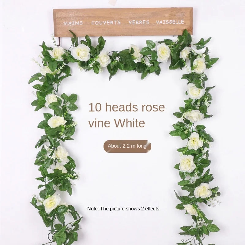 Afralia™ Silk Roses Rattan Vine with Leaves, Wedding Home Garden Hanging Decoration