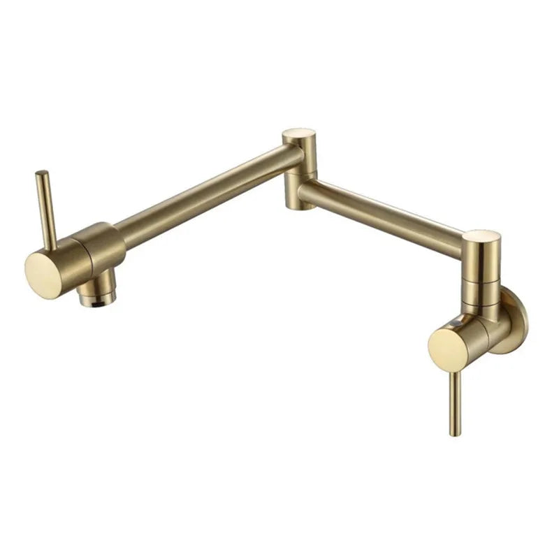 Afralia™ Wall Mounted Pot Filler Faucet Single Cold Single Hole Kitchen Tap Spout Chrome Gold Brass