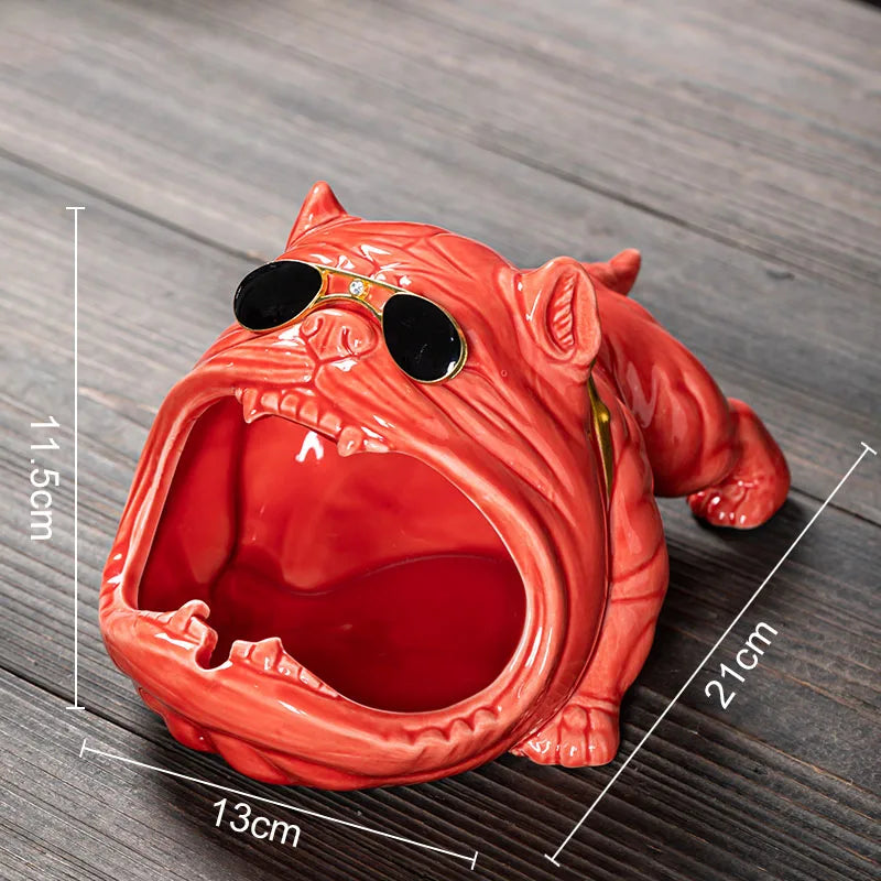 French Bulldog Ceramic Ashtray - Afralia™ Brand Office Desk Décor & Gift for Boyfriend