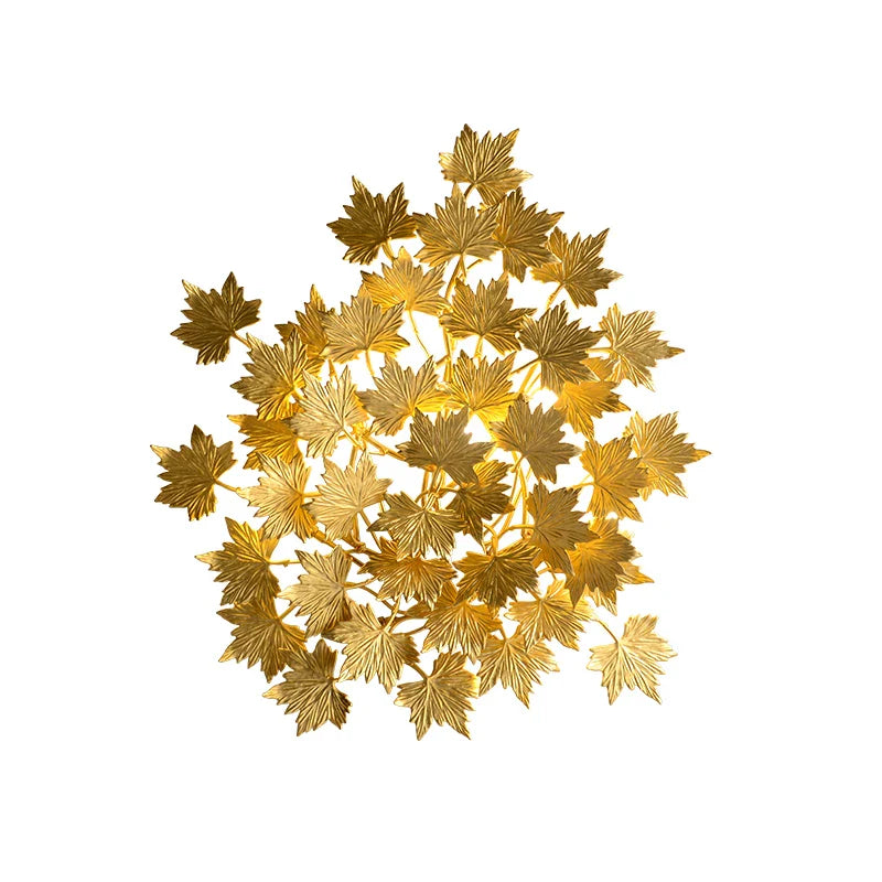 Afralia™ LED Golden Maple Leaves Wall Sconce for Bedroom and Corridor