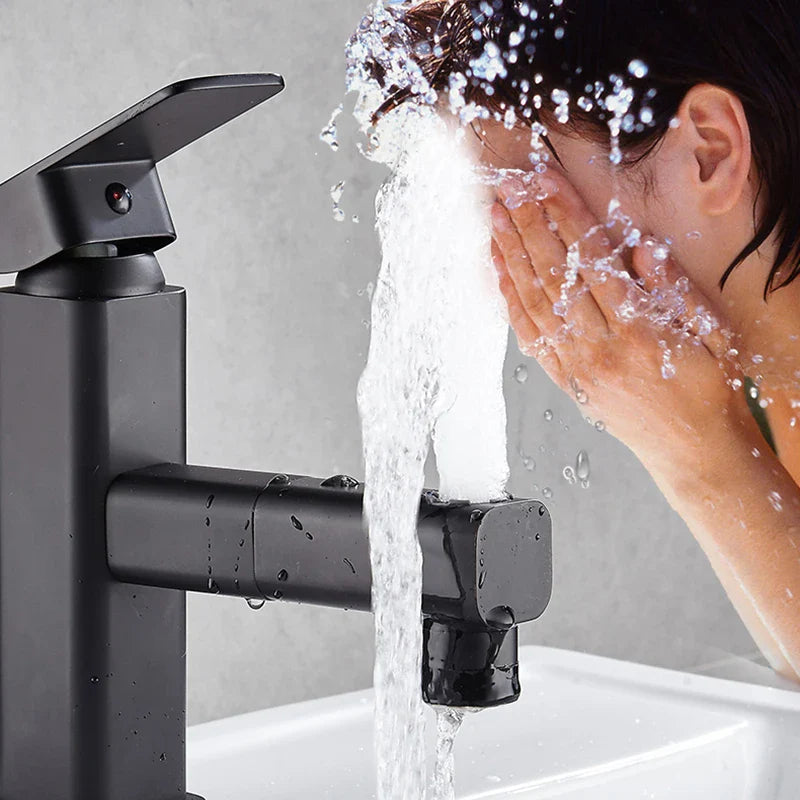Afralia™ Matte Black Basin Faucet: Pull Out Deck Mounted Mixer Tap for Bathroom.