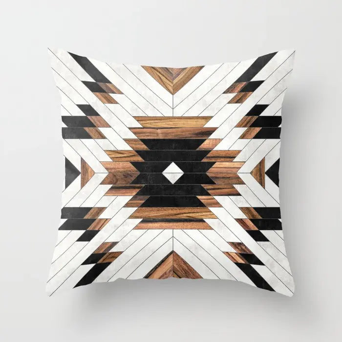 Afralia™ Wood Grain Ethnic Style Pillowcase for Living Room Sofa Decoration