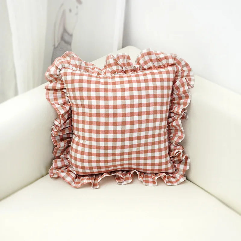 Afralia™ Checkered Ruffled Sofa Cushion Set - Modern Nordic Style for Comfortable Home Décor.