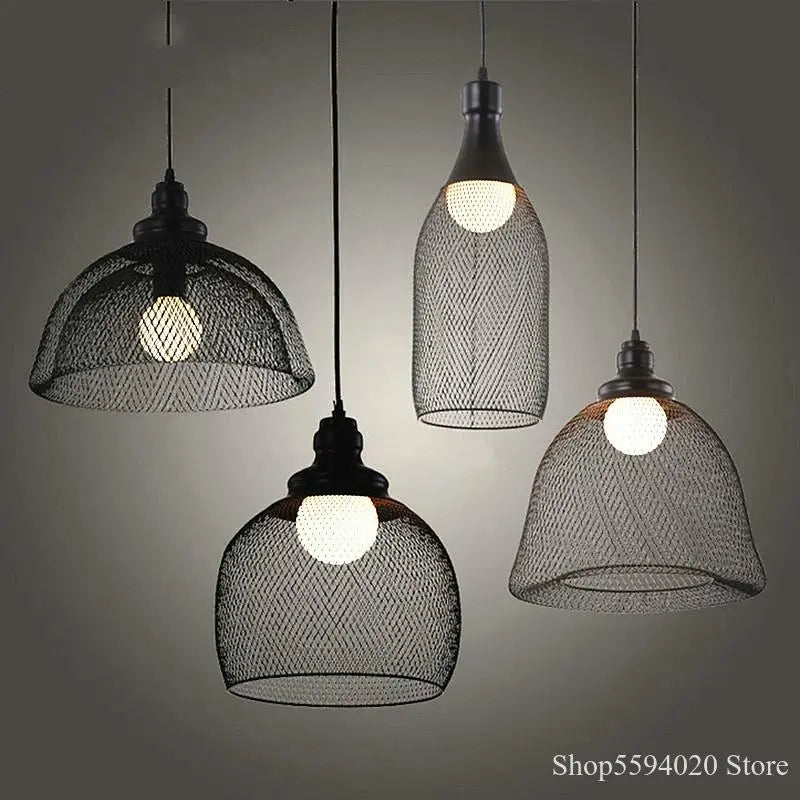 Afralia™ Industrial Birdcage Chandelier: Retro Iron Net Hanging Lamp for Creative Home Lighting