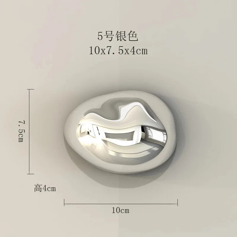 Afralia™ Silver Stone Abstract 3D Wall Hanging Handicraft for Living Room Decor