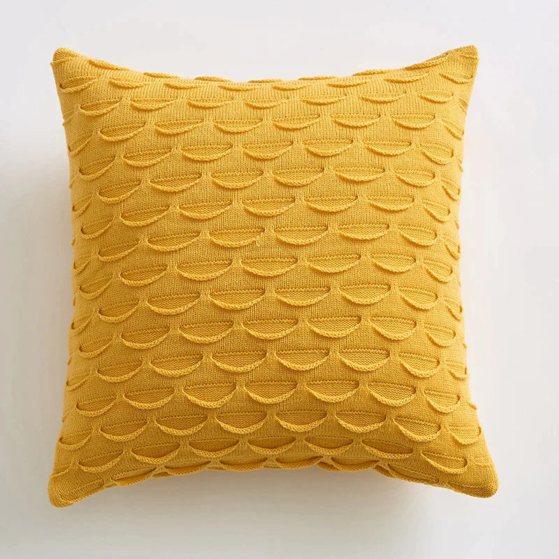 Fish Scale Decor Cushion Cover 45x45cm by Afralia™ - Pink Grey Cream Yellow Blue