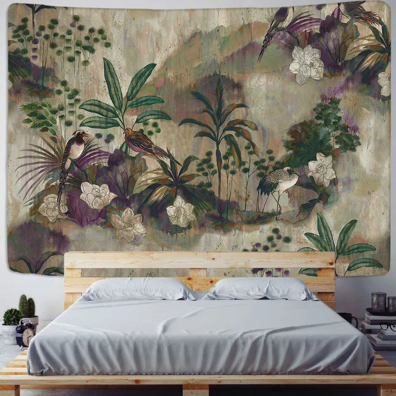 Tropical Plant Printed Tapestry Wall Hanging for Home Décor by Afralia™