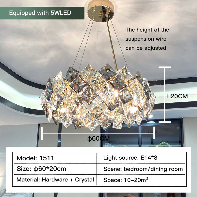 Afralia™ Crystal Chandelier: High-End LED Pendant Light for Living Room, Dining Room & Kitchen