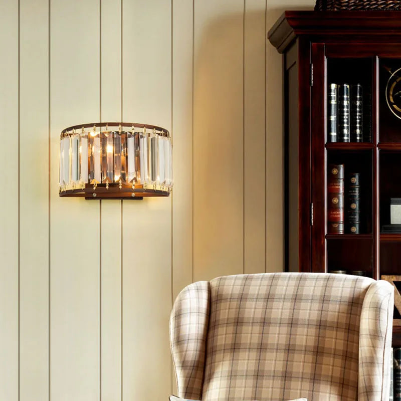 Afralia™ Crystal Semicircular Wall Lamp: Modern Minimalist LED Lighting for Home Decor