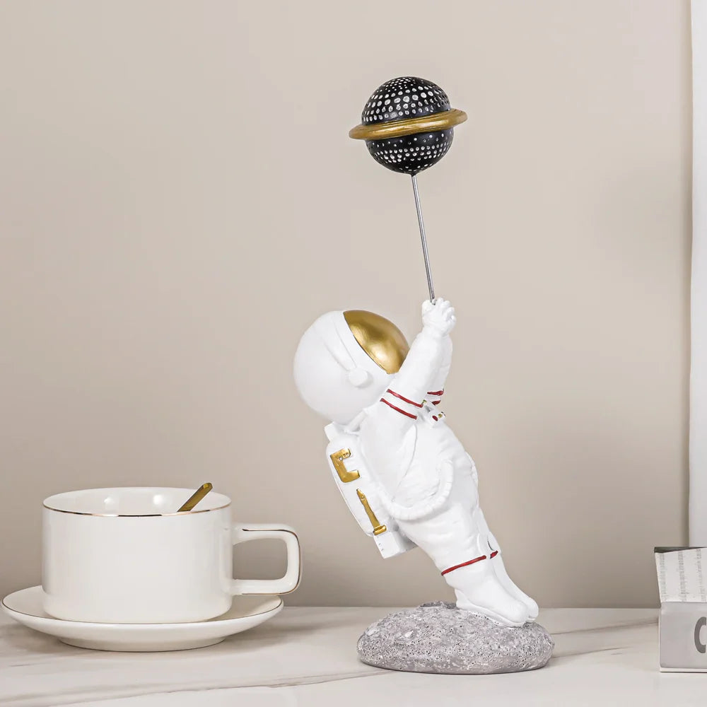 Afralia™ Astronauts Figurines Gold Tabletop Decoration Creative Spaceman Figures