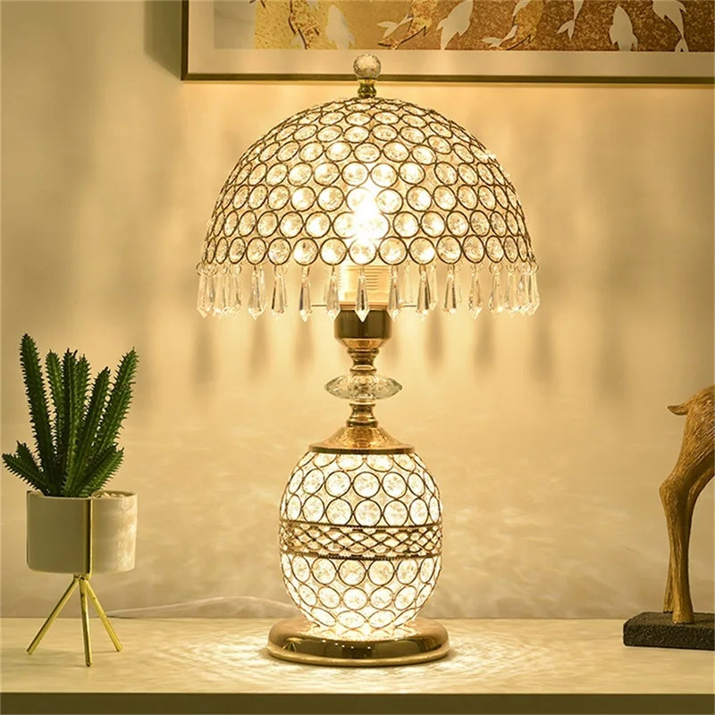 Afralia™ Crystal Table Lamp Dimmer Remote Control Modern Creative Light Luxury Bedside